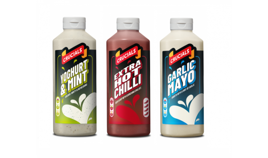Crucials Sauce x 3 (Mint/Hot Chilli/Garlic Mayo) 500ml Free doner kebab mix